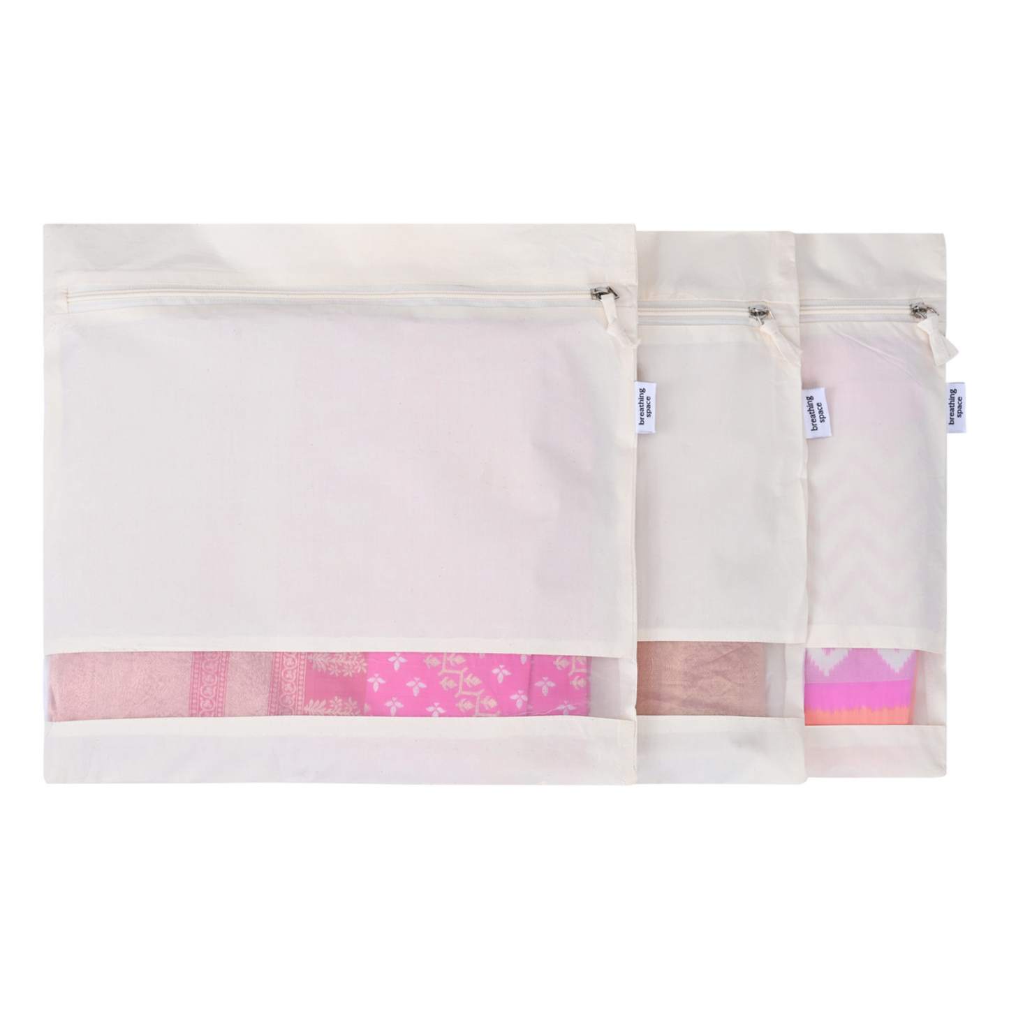 Breathable Cotton Saree Storage Bags (Set of 3)