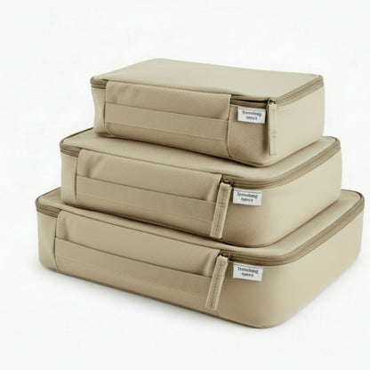 Breathing Space Cotton Canvas Packing Cubes - Set of 3 Beige