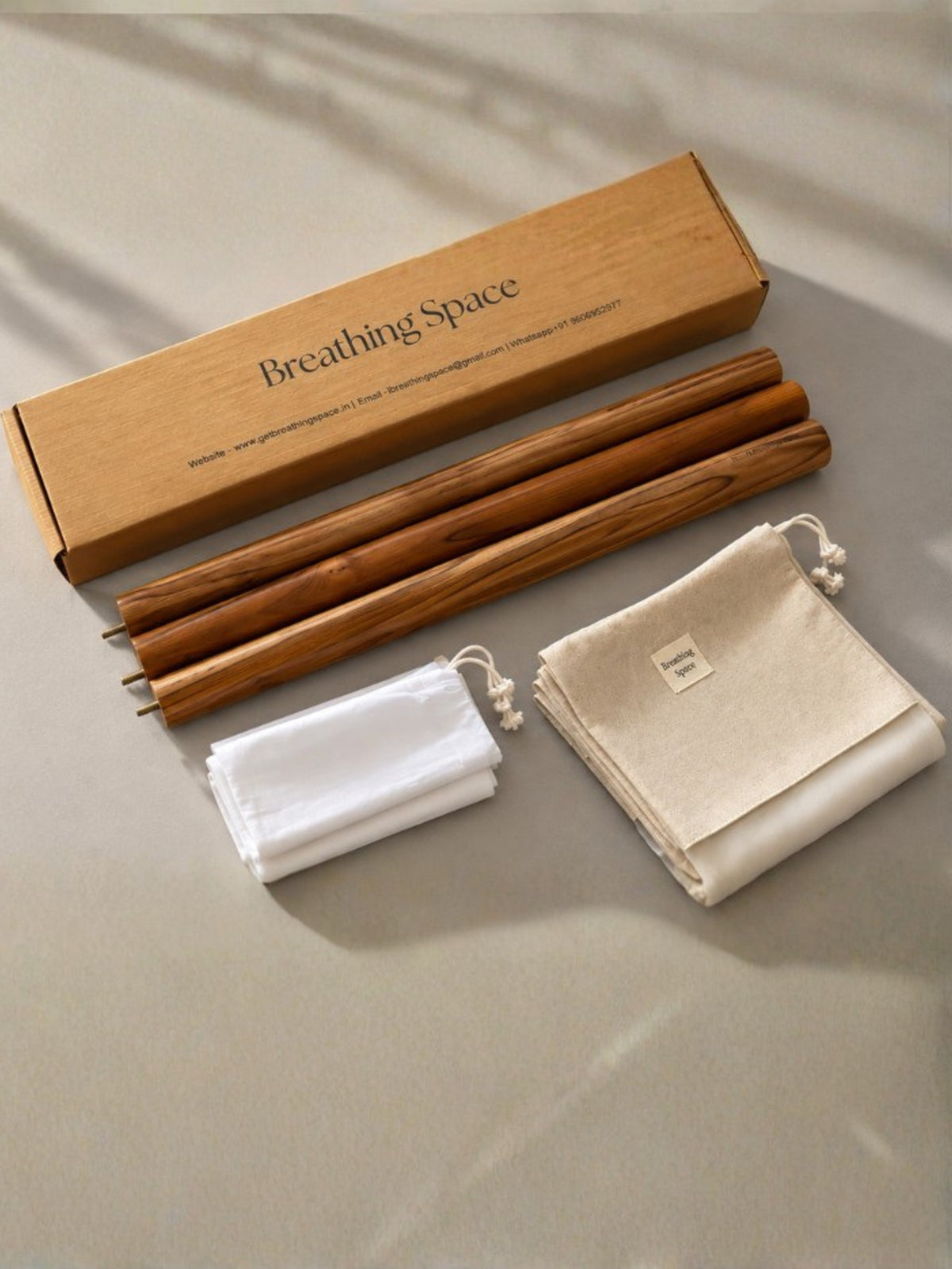 Breathing Space TEAK Wood Saree Rolling Stick Set 55 inch XL