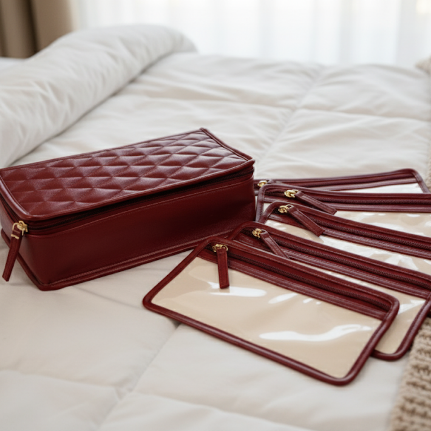 Quilted Jewellery Organiser with 5 Detachable Pouches