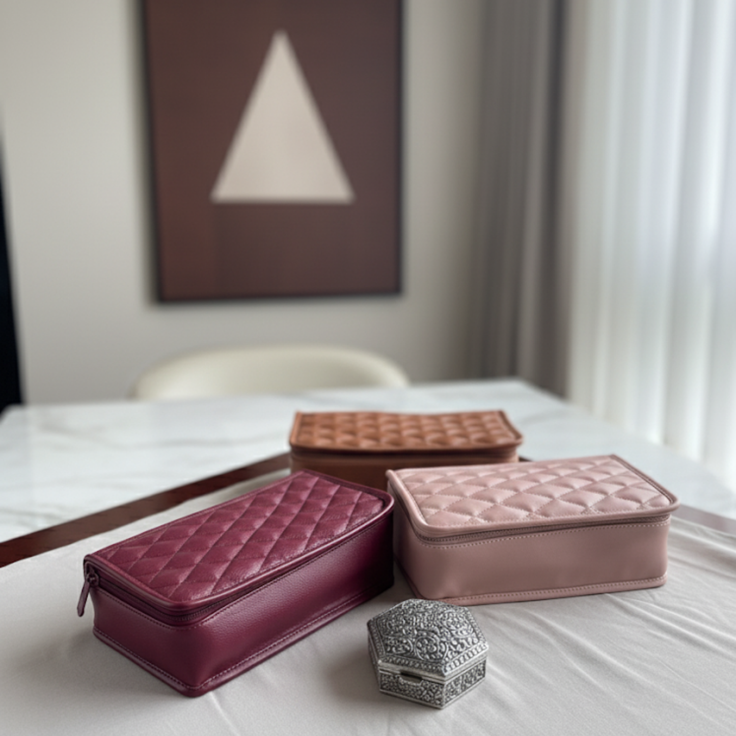 Quilted Jewellery Organiser with 5 Detachable Pouches