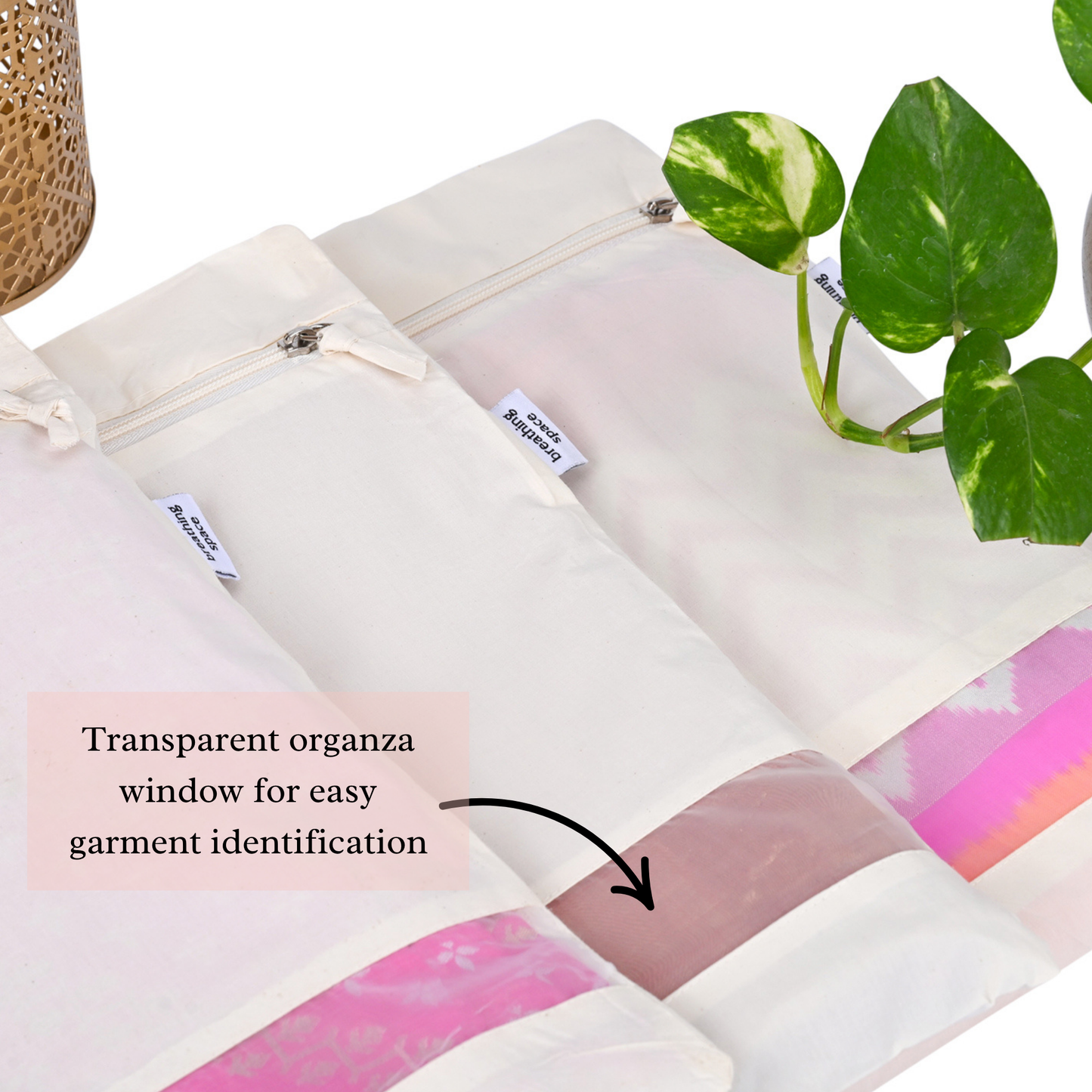 Breathable Cotton Saree Storage Bags (Set of 3)