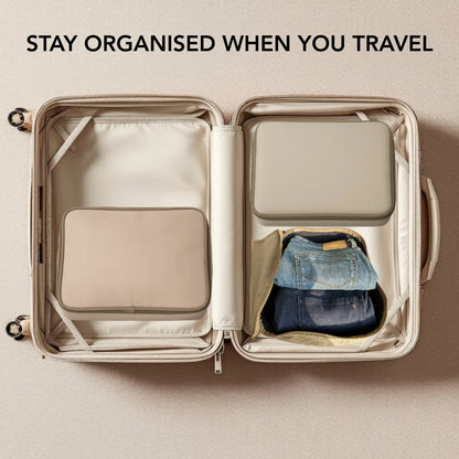 Breathing Space Cotton Canvas Packing Cubes - Set of 3 Beige