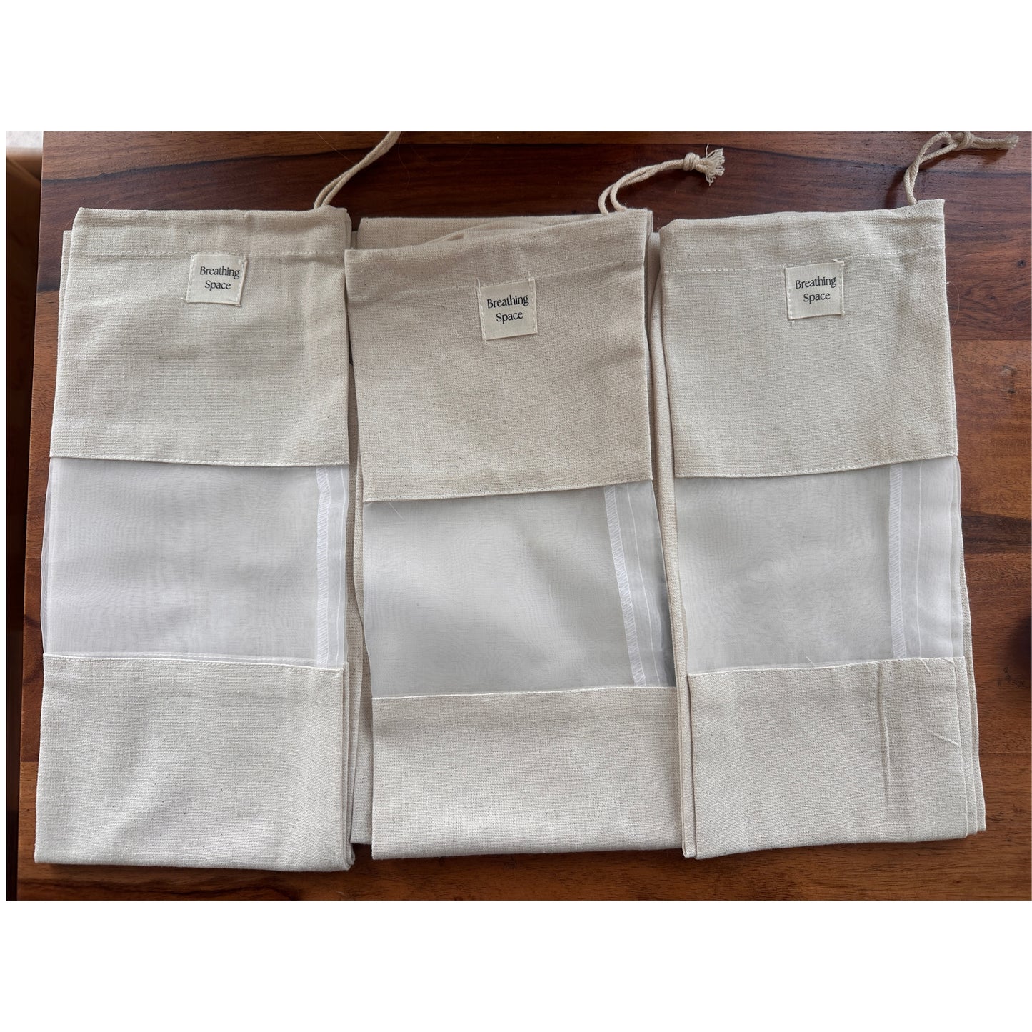 Breathing Space Saree Roller Stick Dust bags with see thru organza window ( only outer bag)- XL - 50 Inches ( Set of 3)