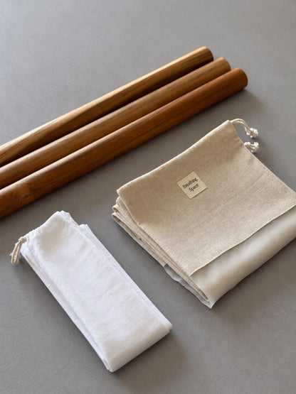 Breathing Space TEAK Wood Saree Rolling Stick Set 55 inch XL