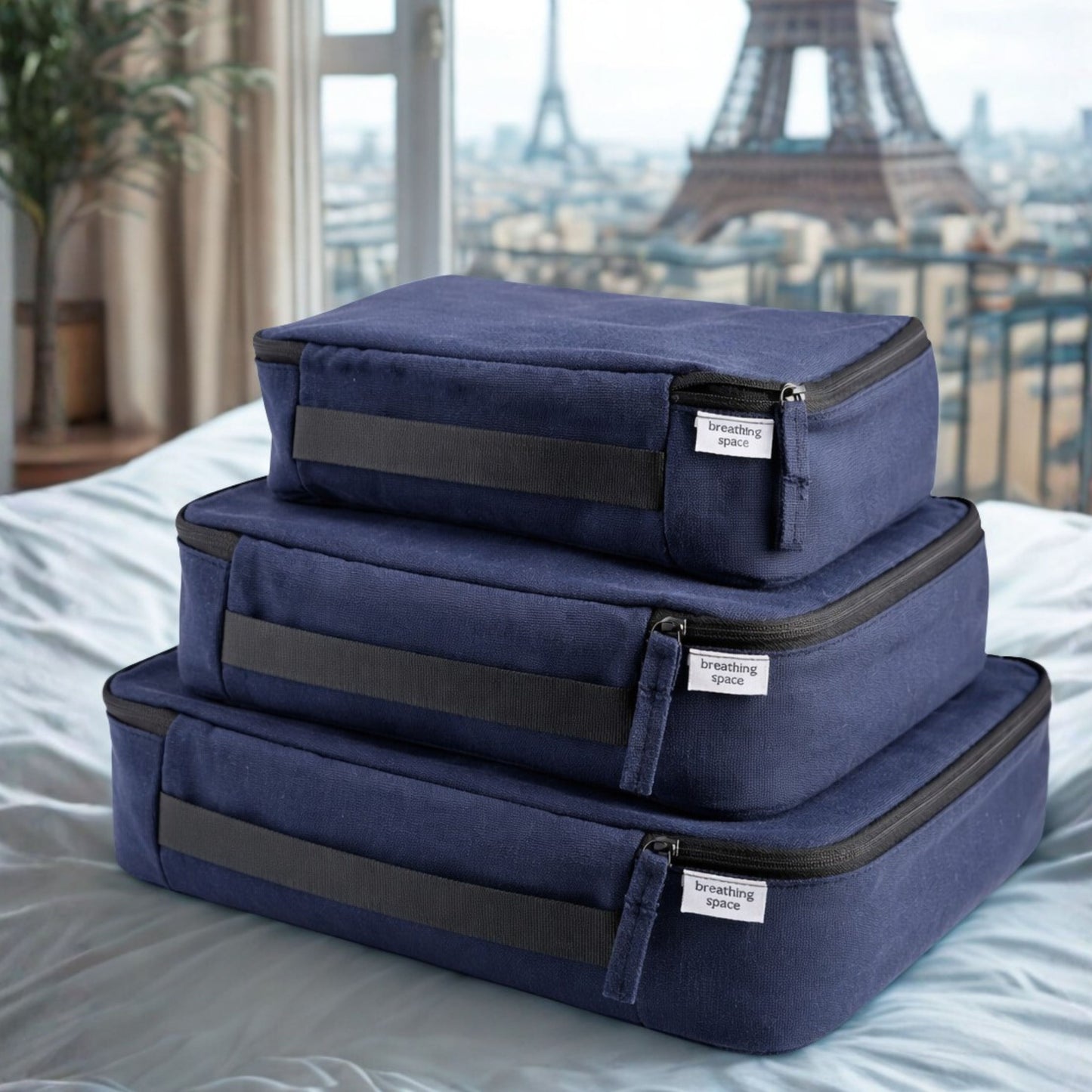 Breathing Space Cotton Canvas Packing Cubes - Set of 3