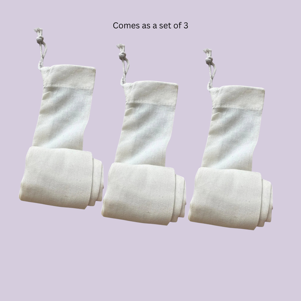 Breathing Space Muslin Stick Cover for Saree Rolling Stick – 50 Inch, Set of 3